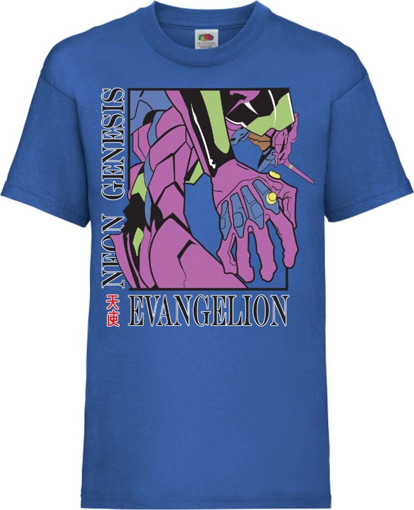 Kinder T-Shirt Neon Anime Genesis Manga Evangelion Gendo Ikari Gendo Ikari, 7-8 Jahr - 128 / Blau
