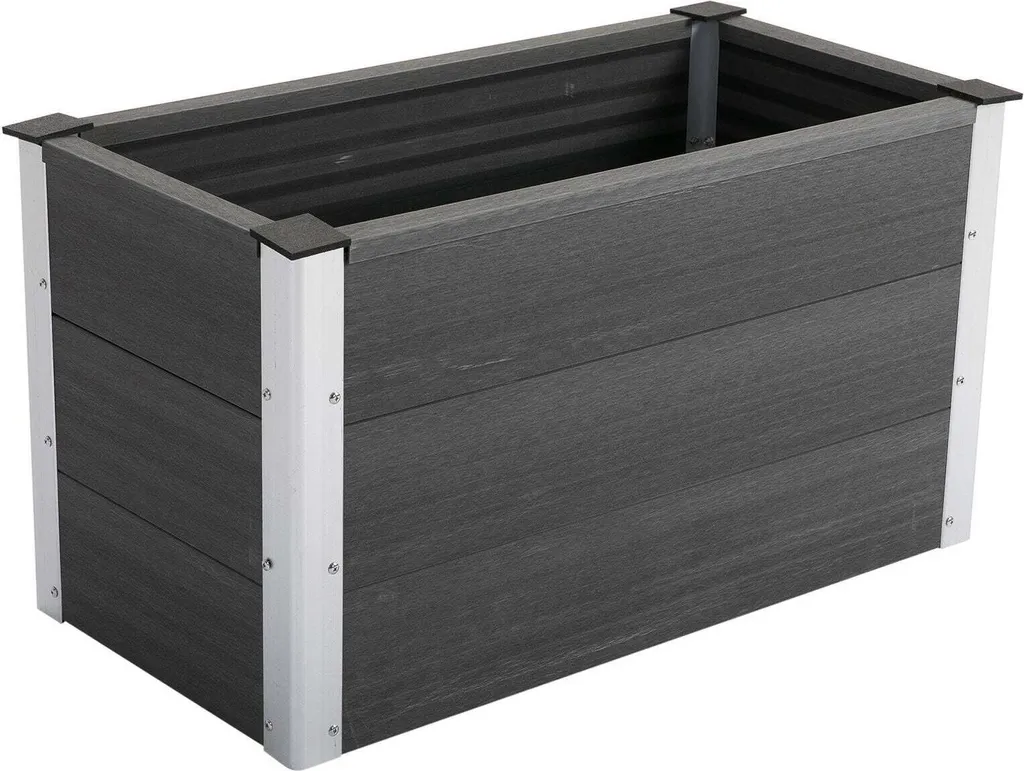 Bac à fleurs en aluminium sans fond : solution drainage pour plantes gris
