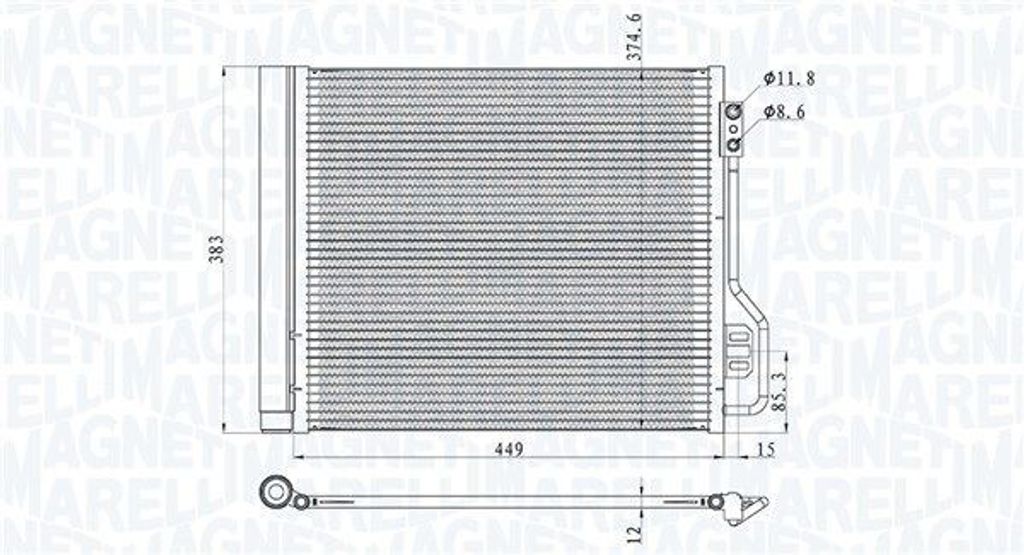 MAGNETI MARELLI 350203854000 Kondensator Klimaanlage Klimakondensator für SMART FORTWO Coupe (451) +Trockner