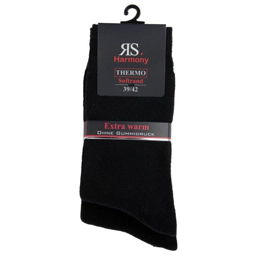 Thermosocken Warme Winter THERMO Damen Socken Softrand Frottee Baumwolle Gr. 39/42 schwarz