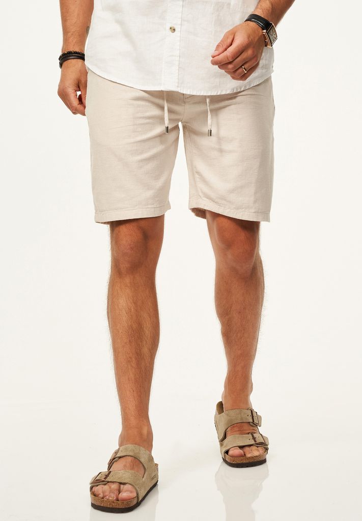 behype. Herren Shorts für Herren als luftig leichte Sommershorts - Kurze Hose Leinen Shorts Bermuda im Regular-Fit für den Sommer