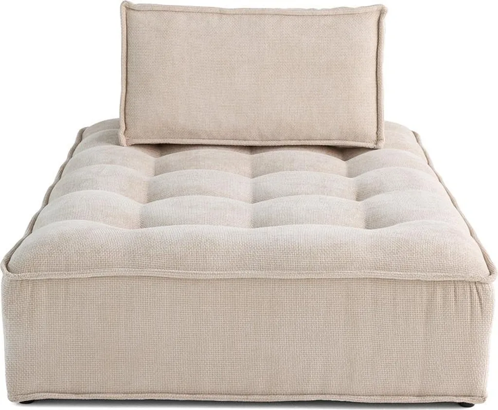 Méridienne Lisa Design Marisol velours texturé beige grand confort