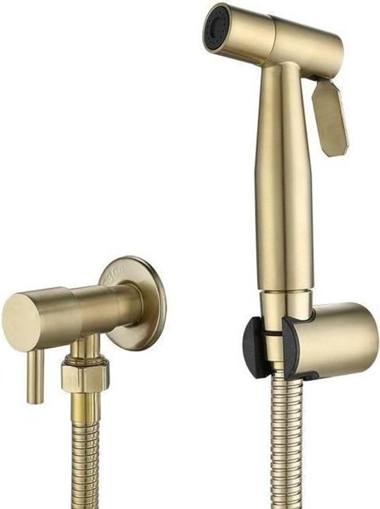 Leistungsstarkes Jet-Bidet-Set für WC und Badezimmer – Edelstahl 304 – Wandmontiertes Bidet mit Absperrventil – Gold
