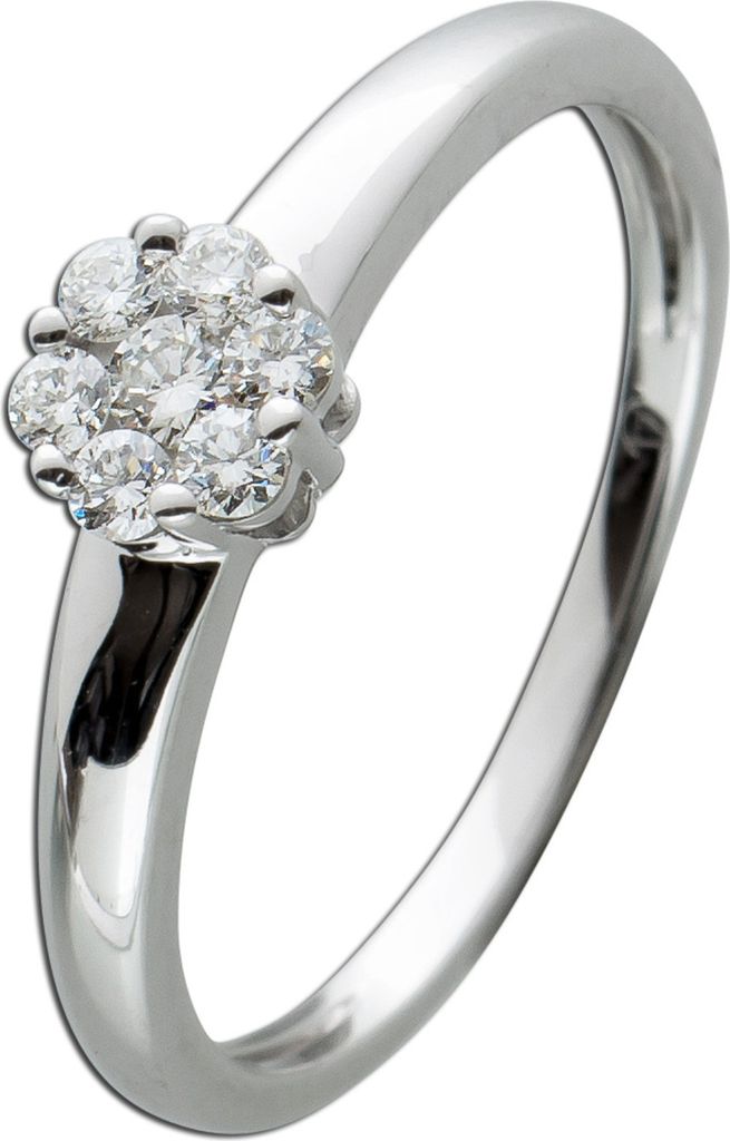 Brillant Ring Weissgold 585 14 Karat Diamanten 0.20ct W SI 19