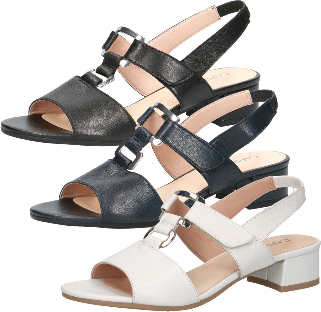 Caprice Damen Sandalen Leder Sandaletten Blockabsatz 9-28203-26, Größe:38.5 EU, Farbe:Schwarz