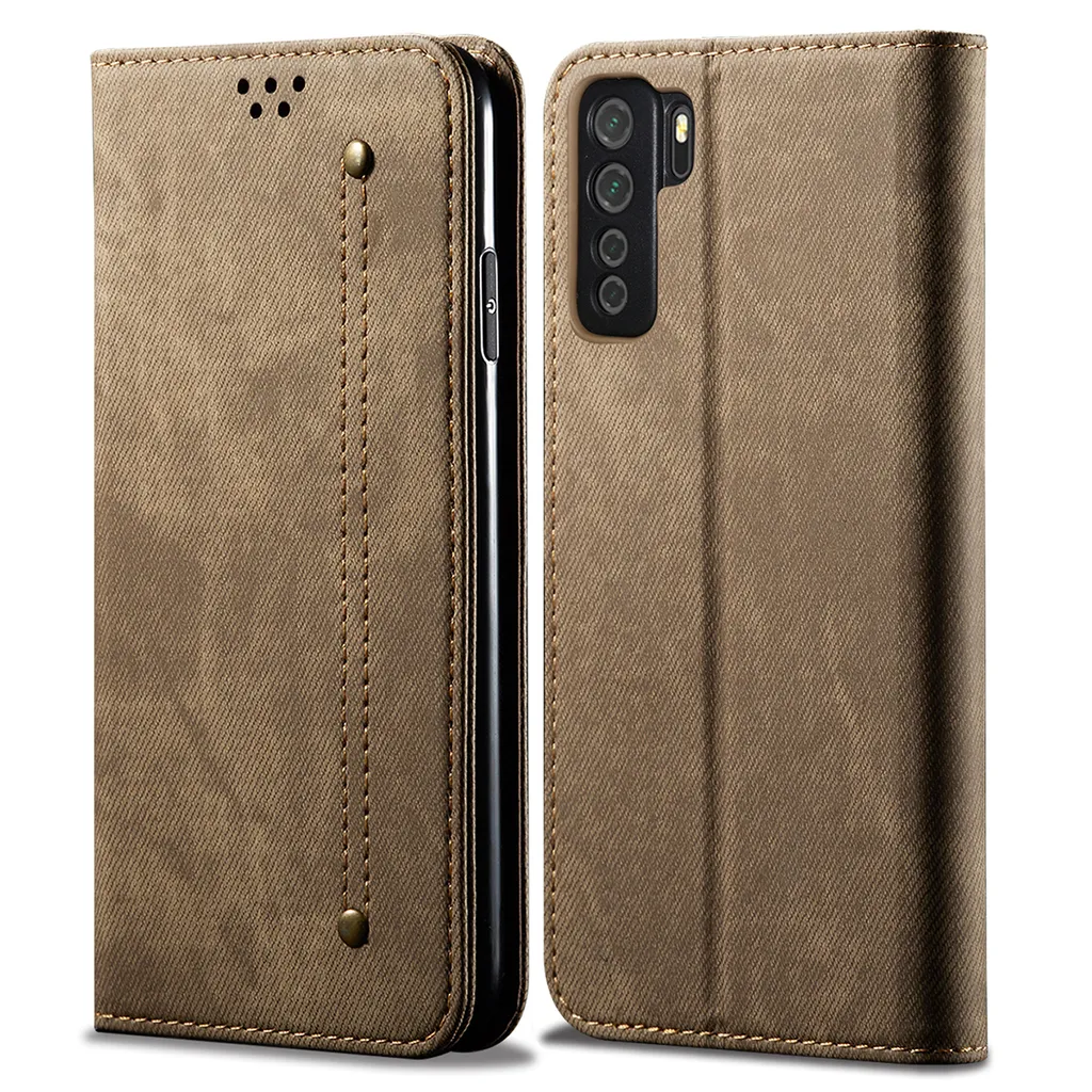 Custodia Huawei Nova 7 SE Portafoglio Pelle Khaki Chiusura Magnetica