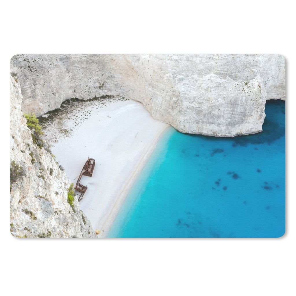 MuchoWow Schreibtischunterlage Der weiße Strand von Navagio und das klare blaue Meer 60x40 cm - XXL Mauspad - Großes Mauspad