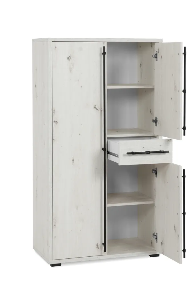 Armoire de salon Almo Chêne Blanc - Solution de rangement vertical 140cm - 5