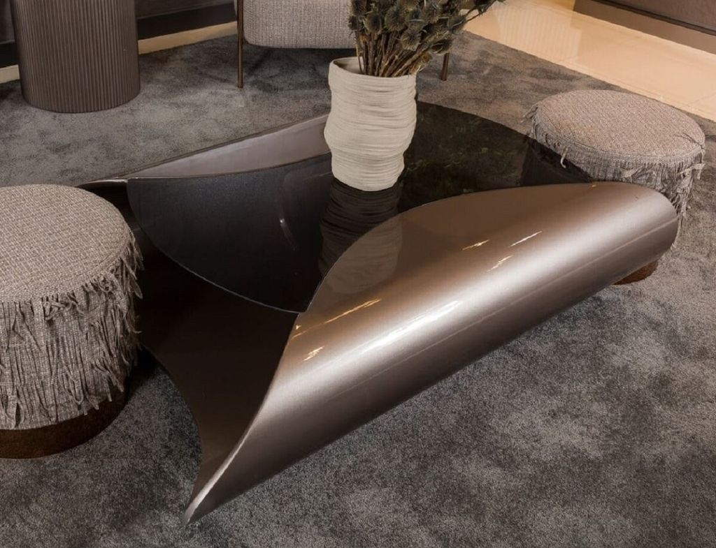 Casa Padrino Luxus Designer Couchtisch Grau / Schwarz 140 x 90 x H. 35 cm - Wohnzimmertisch mit Glasplatte - Wohnzimmer Möbel - Hotel Möbel - Lux...