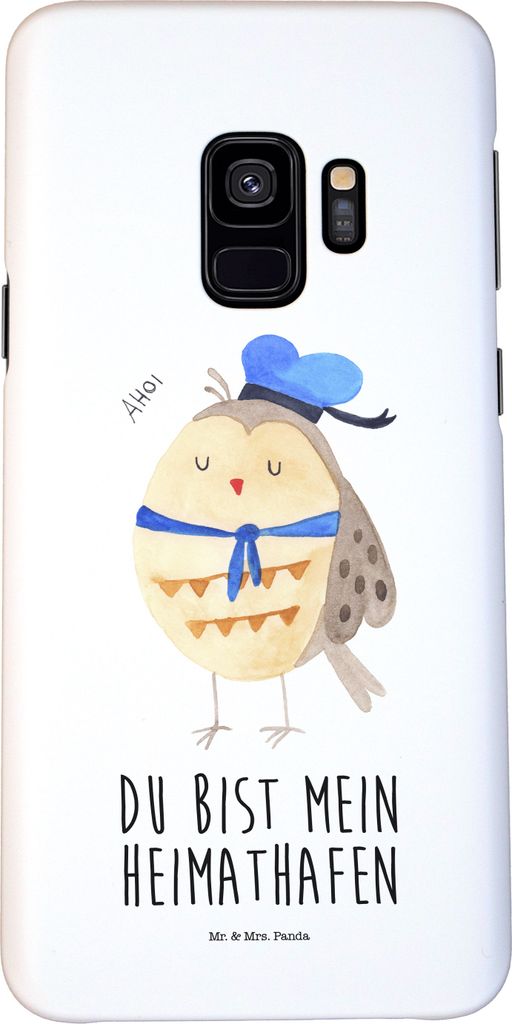 Mr. & Mrs. Panda Samsung Galaxy S9 Handyhülle Eule Matrose - Weiß - Geschenk, Hülle, Heimathafen, Freundin, Kapitän, Handy Schutzhülle, Ehe, S...