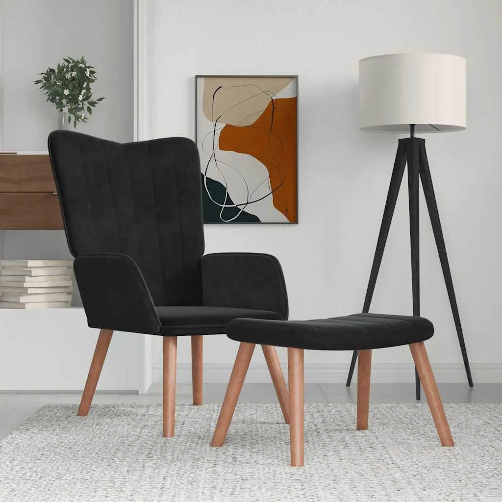 Acquista vidaXL Poltrona Relax con Sgabello Velluto Nero Online