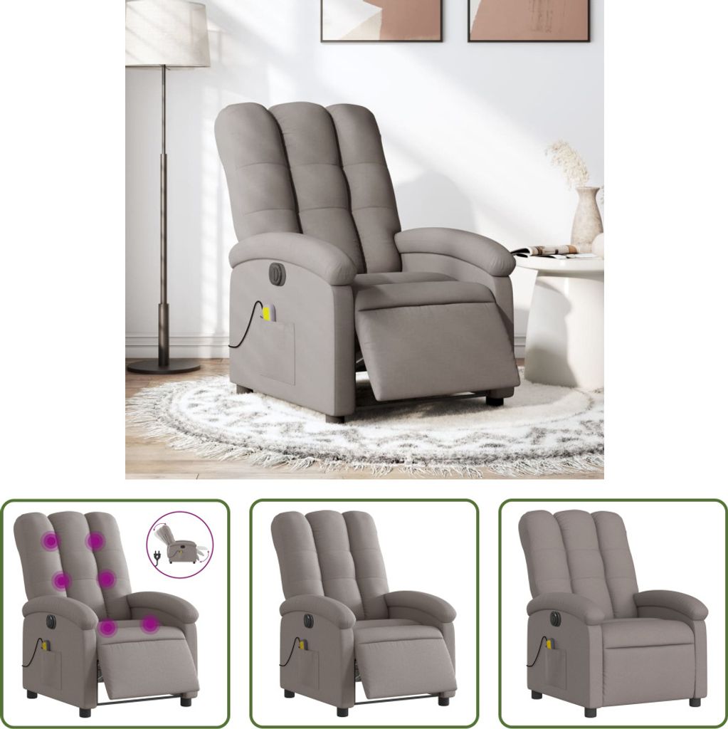 The Living Store Massagesessel Elektrisch Taupe Stoff