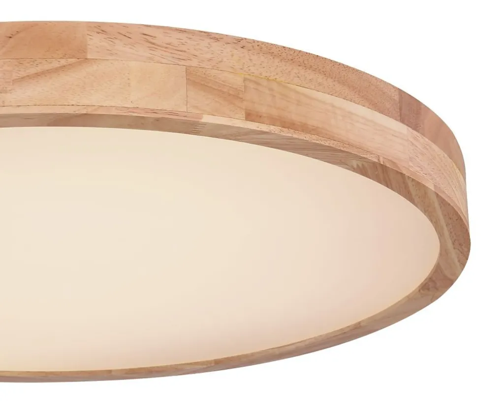 Plafonnier LED Globo Rainer aspect bois télécommandé de 60 cm Ø