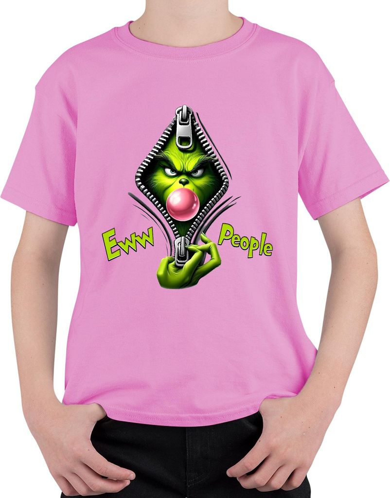 Eww People grünes Gesicht Reißverschluss Kaugummi sarkastisch Uni Kinder T-Shirt, Pink, 152