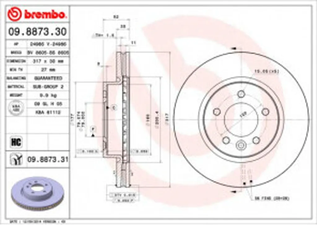 Disque de Frein Avant Brembo pour Land Rover Discovery III L319 V6 V8