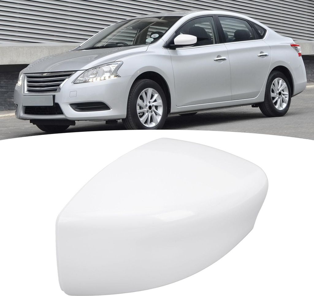Seitenspiegelabdeckung Außenrückspiegelkappe Unlackiertes weißes Flügelgehäuse für Sentra 2012 bis 2019 Rechts K6373 3RM0A