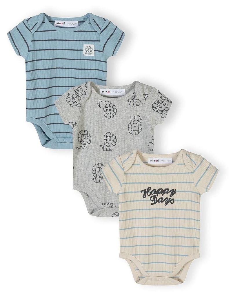 Minoti Baby Bodys Baumwolle kurzarm Blau Gr. 80 für Jungen Produktbild 