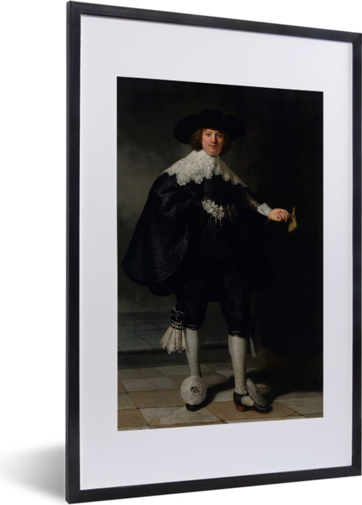 MuchoWow MuchoWow Gerahmtes Poster Das Hochzeitsbildnis von Marten Soolmans - Rembrandt van Rijn 40x60 cm - Poster mit zchwarzem Bilderrahmen -...