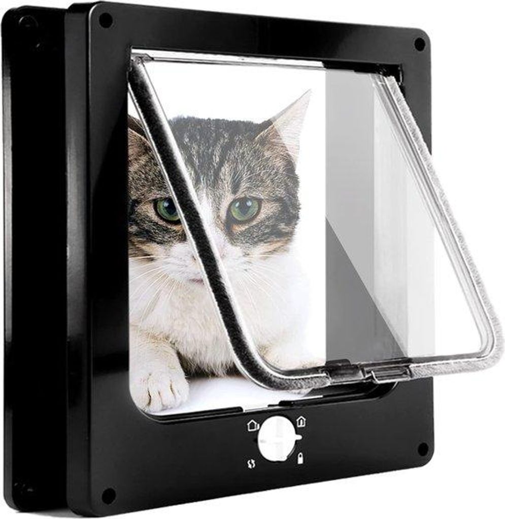 Katentür, magnetisches Haustürsystem mit 4-fach Drehsperrrad und witterungsbeständiger Bürste für kleine Hunde und Katzen, aktualisierte Versi...