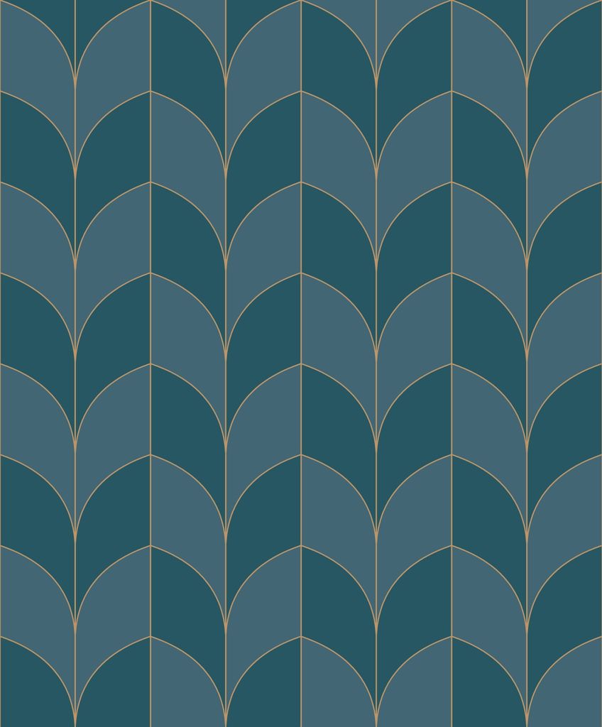 NEWROOM Tapete Blau Vliestapete - Mustertapete Modern Gold