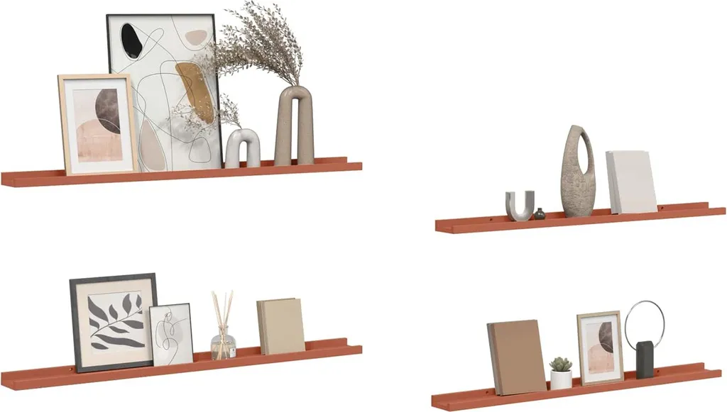 Mensole a Scomparsa SYFAX 100cm Rosse - Set 4 Pezzi Legno - 2