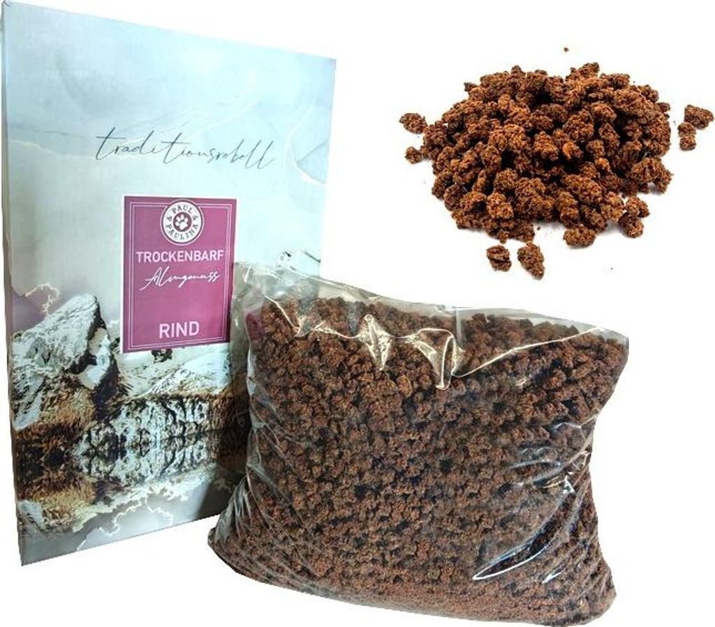 Paul & Paulina Trockenbarf Almgenuss pur 100% Rind 2kg gewolft + getrocknet