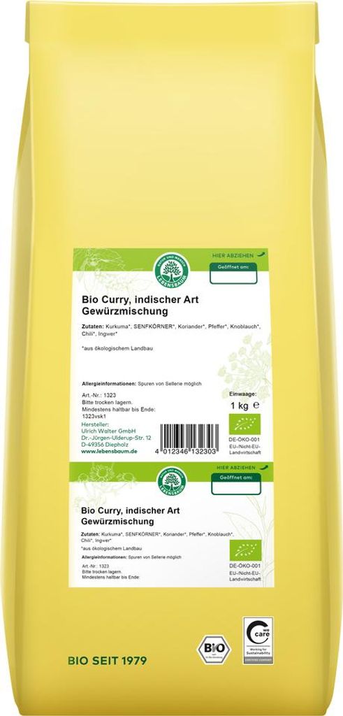Curry indisch 1000g - Einzelgewürz von Lebensbaum