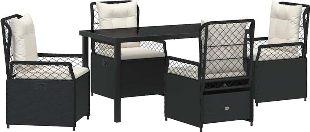 Garten Essgruppe 5 pcs Schwarz Poly-Rattan