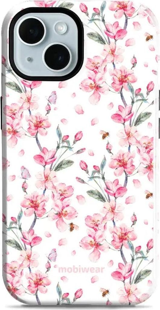Handyhülle für iPhone 15, Mobiwear Elite Pro, Japanischer Blumenstrauß