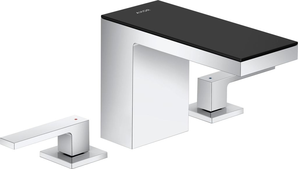 hansgrohe AXOR MyEdition 3-Loch Waschtischarmatur 110, mit Push-Open Ablaufgarnitur, mit Platte, Ausladung 150mm, 47070600