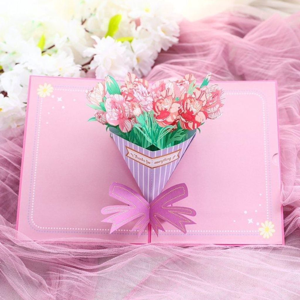 3D Pop-up Grußkarte Blumen Schöne Nelken 2