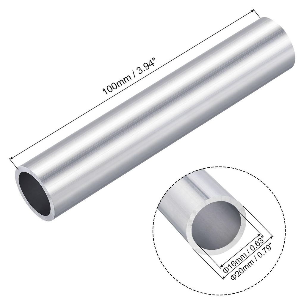 100mm Lange Alurohr 20mm Au?endurchmesser, 6063 Aluminium Rohr 16mm Innendurchmesser, Nahtlose Gerade Rundrohr Aluprofil Rohre fš¹r Industriebau ...