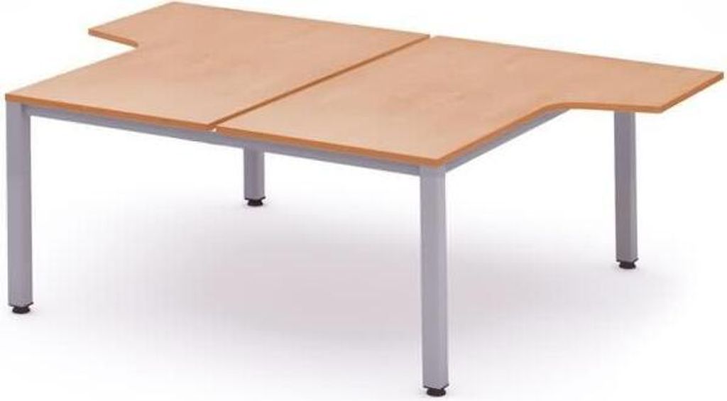 Mehrfacharbeitstisch Executive L-Form BxTxH 180x163/220x73cm Gestell grau Platte Melamin buche.