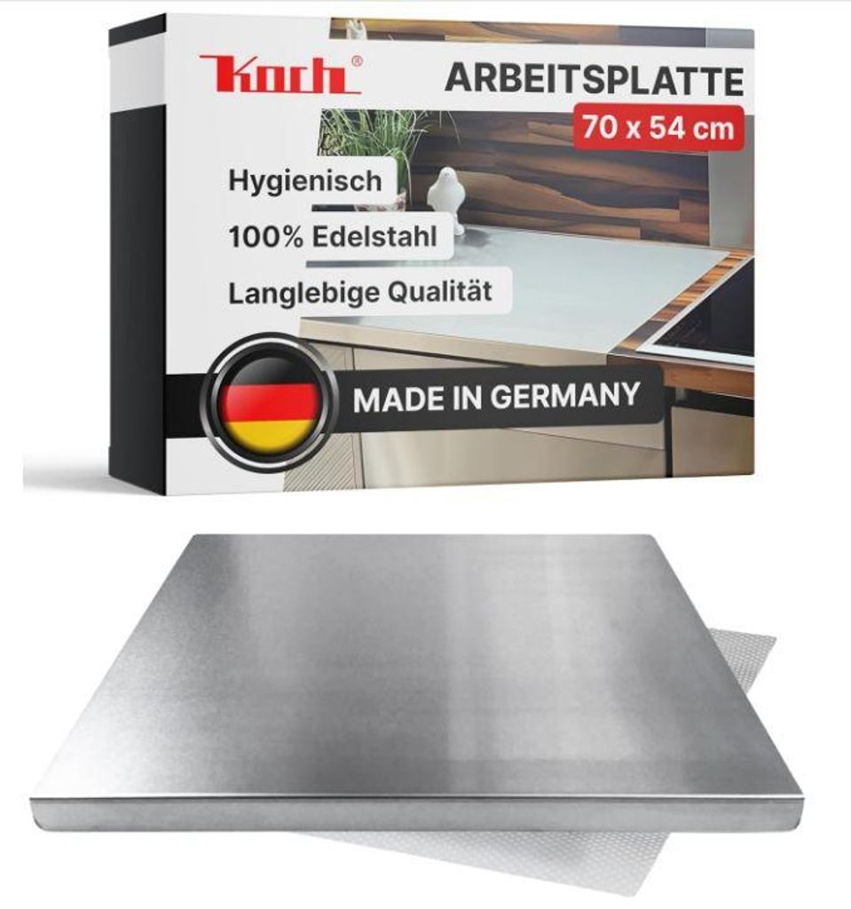 KOCH #87 EDELSTAHL Arbeitsplatte / Schneidebrett 70 x 54cm  Produktbild 