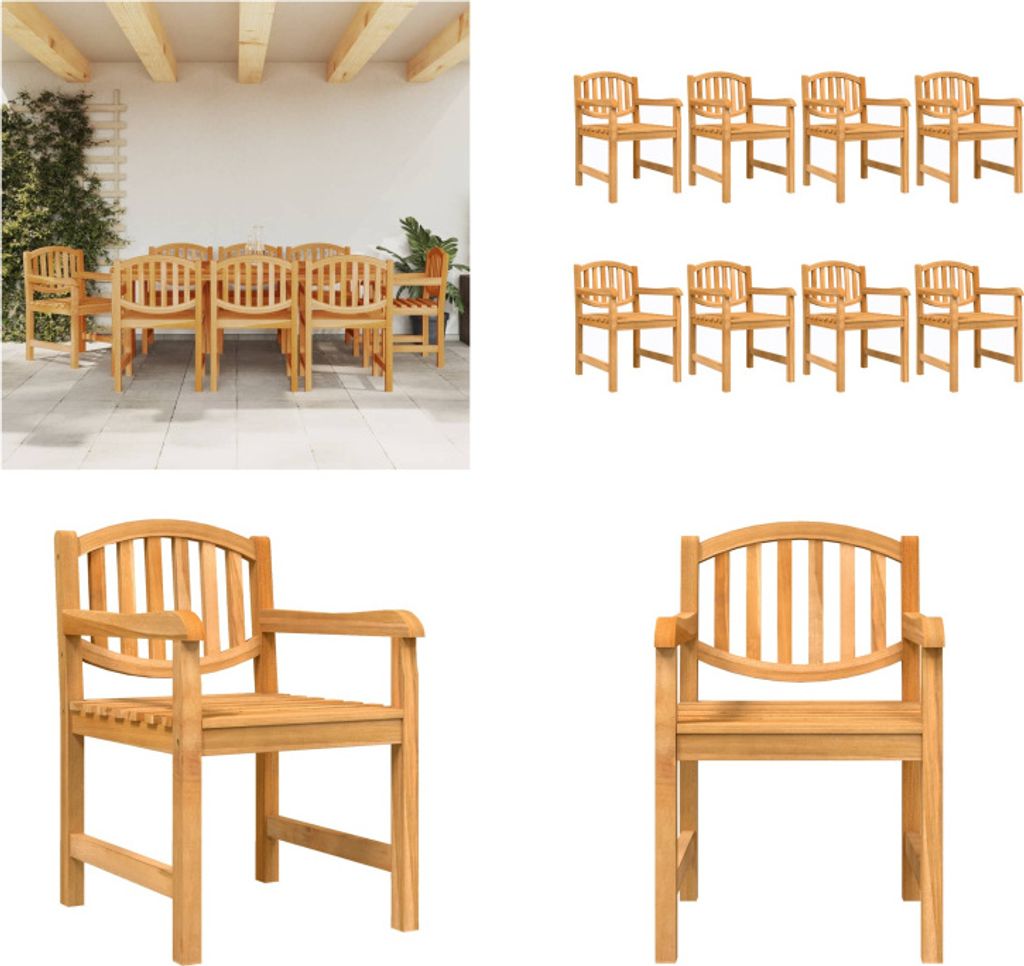 vidaXL Gartenstühle 8 Stk. 58x59x88 cm Massivholz Teak - Gartenstuhl - Gartenstühle - Außenstuhl - Terrassenstuhl