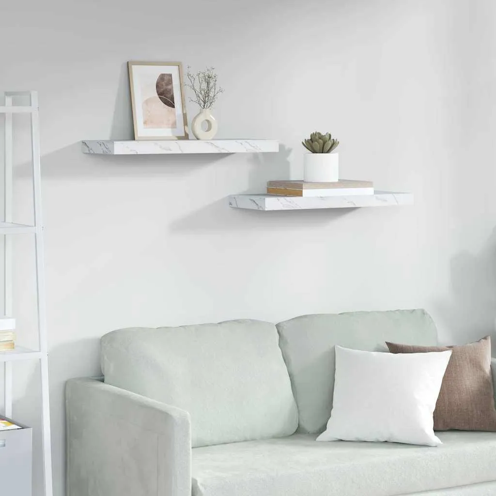 Maison Exclusive - Mensola da parete 2 pezzi Marmo bianco 60 x 23,5 x 4 cm Materiale ligneo