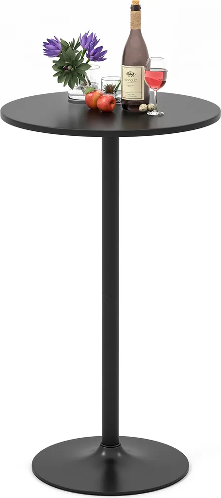 Tavolo da Cocktail COSTWAY 105 cm - Tavolino Bistro Rotondo Nero Eventi