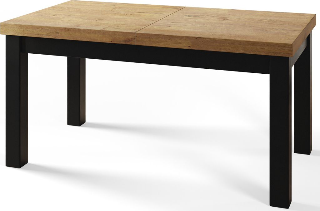 Esstisch 120 cm / 160 cm, Ausziehbarer Tisch, Küchentisch, Esszimmer Tisch, Wohnzimmertisch, Zimmertisch, Moderner Tisch, Loft Tisch, Schwarze Bei...