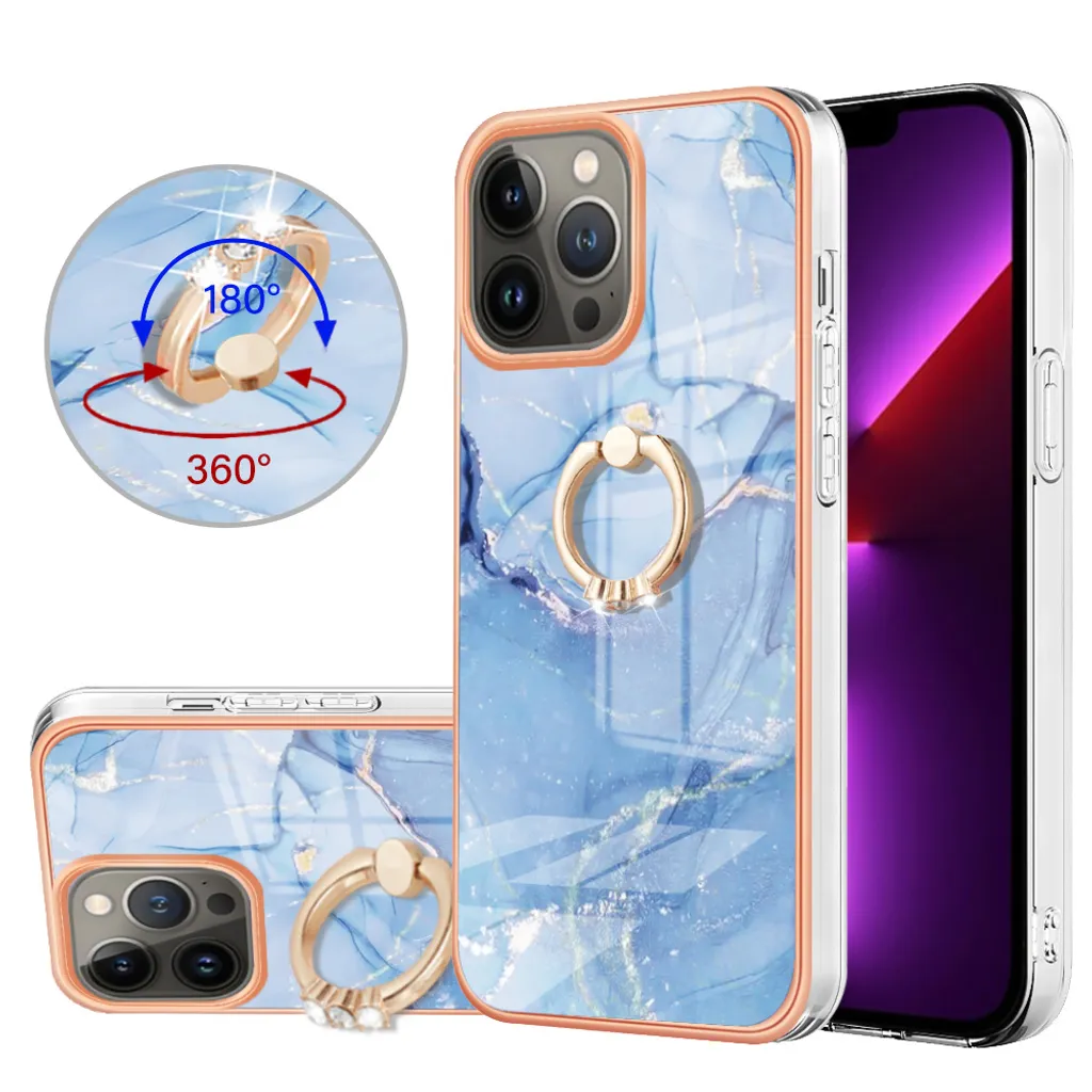 Custodia iPhone 13 Pro Blu per Bambini e Cadute - Ring Holder TPU