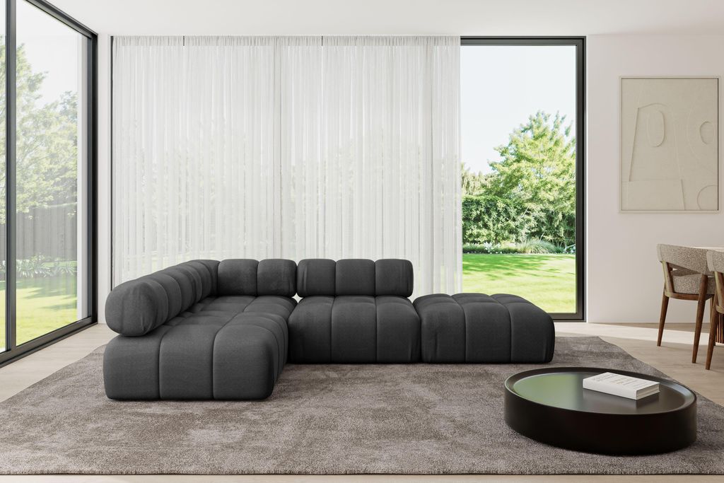 ALTDECOR Modulares Sofa Ecksofa in L-Form - Favio-L1 - 285x190x70 cm Schwarz universal, links/rechts Corner modular Sofa Eckcouch Couch Wohnlandsch...