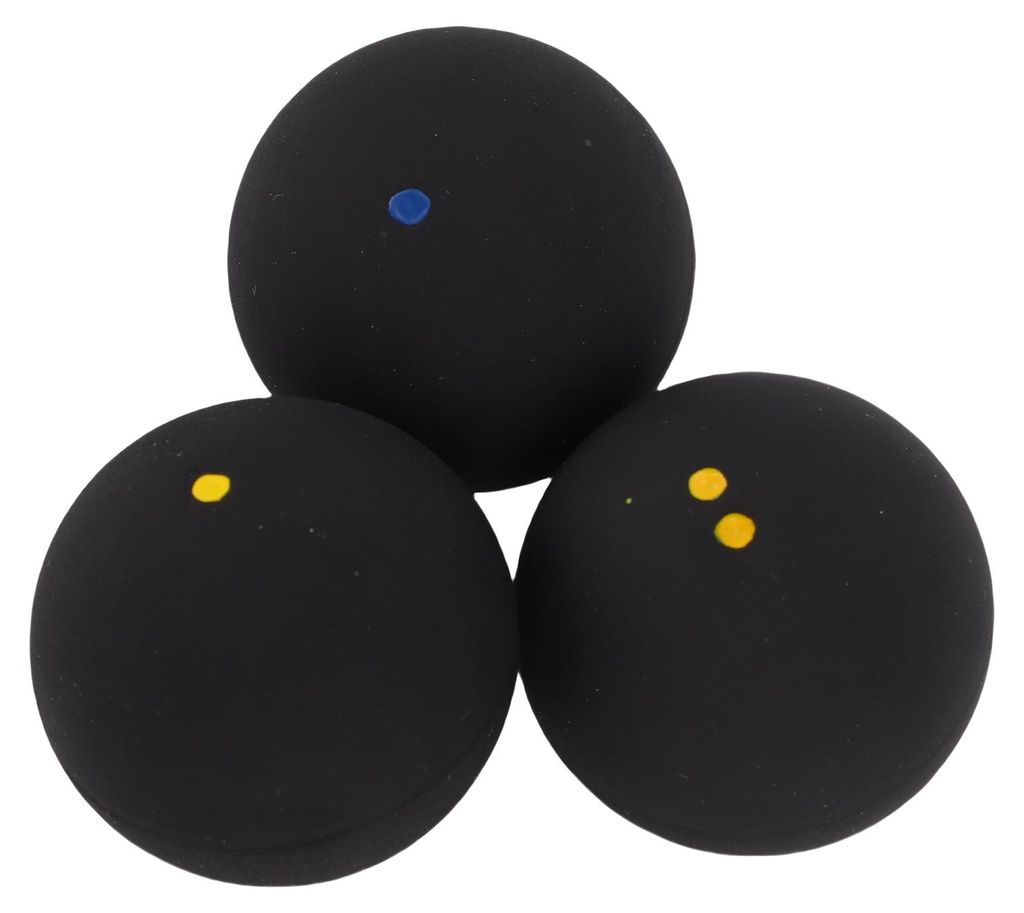 3-teiliges Squashball-Kombi-Set, einzeln, blauer Punkt, gelb, doppelt, für professionelles Training