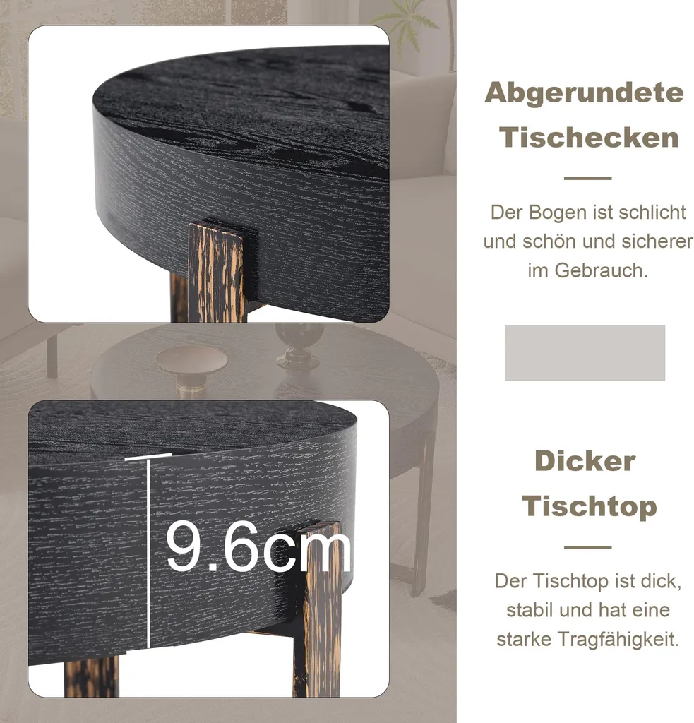 Table Basse Stable Noire 68cm : Solution Design pour Salon et Séjour