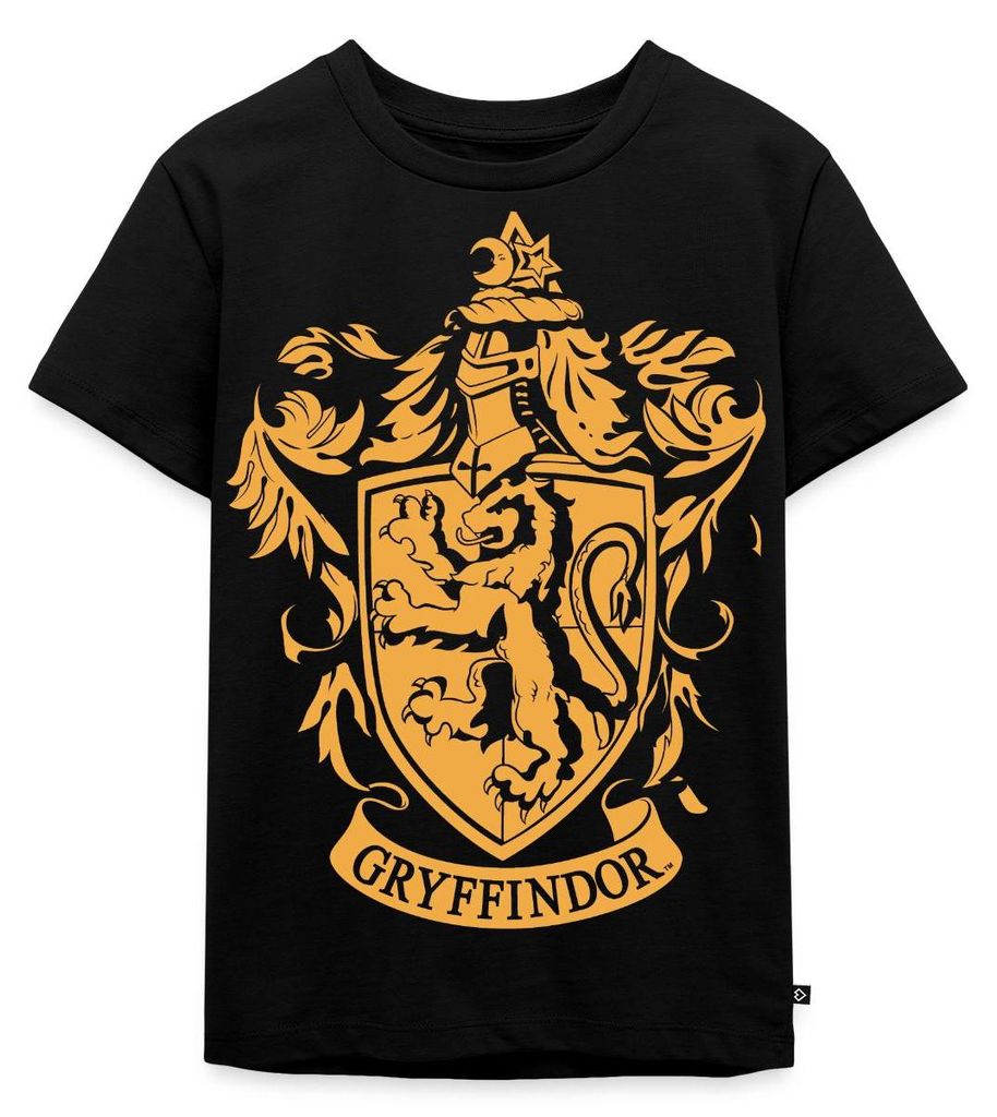 Spreadshirt Harry Potter Haus Gryffindor Wappen Logo Kinder Premium T-Shirt, 122/128 (6 Jahre), Schwarz