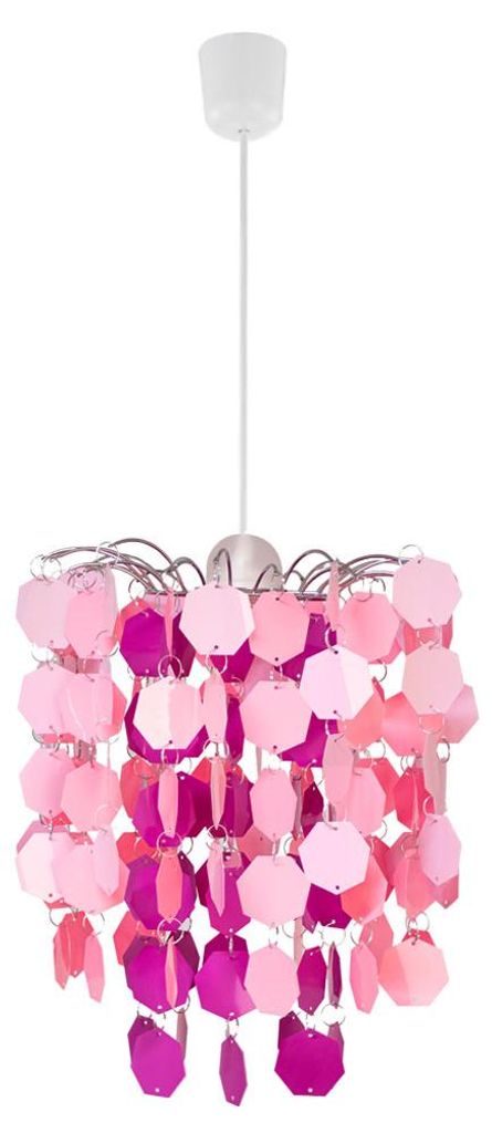 Hängeleuchte, rosa-pink, Metall, H 140cm Produktbild 