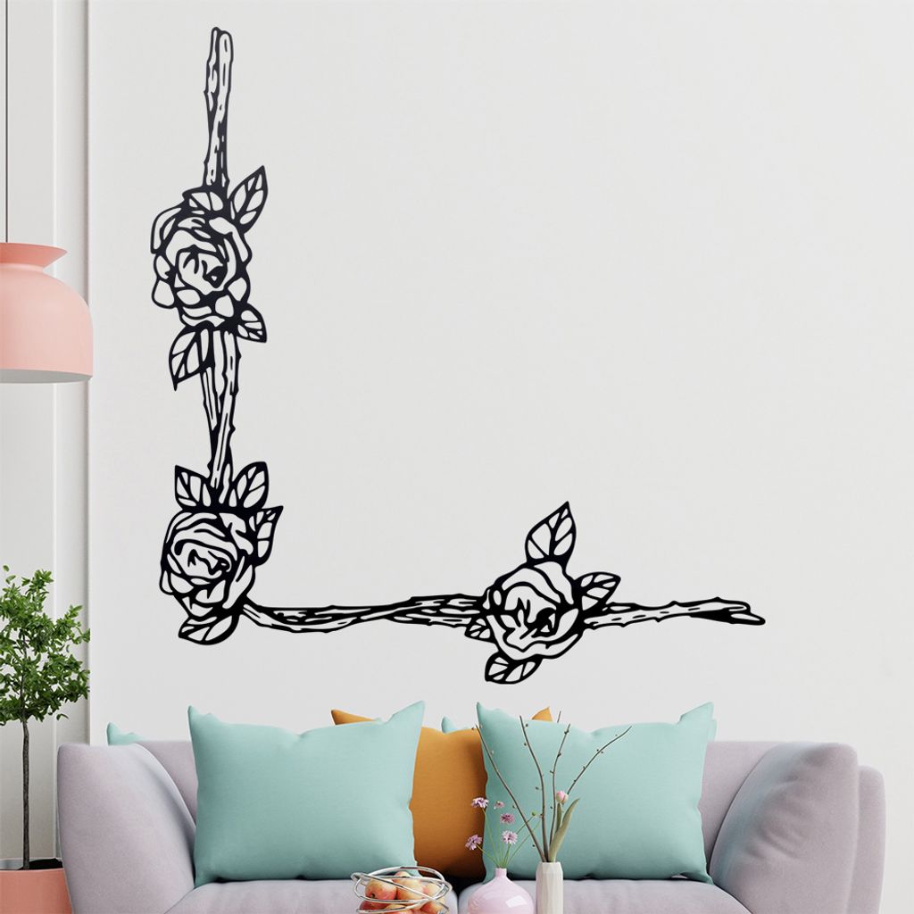 Rose - Pflanzen Wandtattoo in 6 Größen - Wandaufkleber Wall Sticker - Dekoration, Küche, Wohnzimmer, Schlafzimmer, Badezimmer