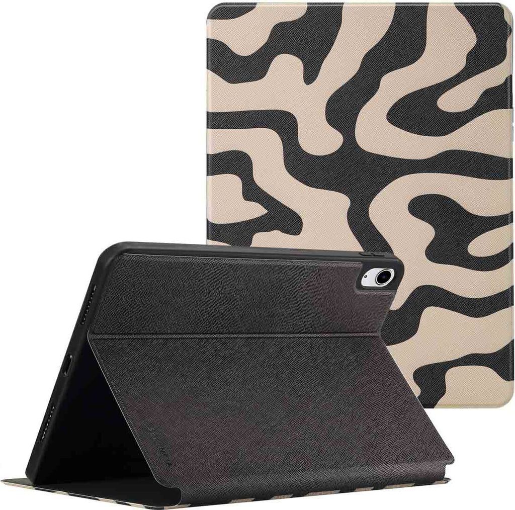Selencia Vivid Klapphülle iPad 11 (2025) 11 Zoll A16 / iPad 10 (2022) 10.9 Zoll - Art Wave Black