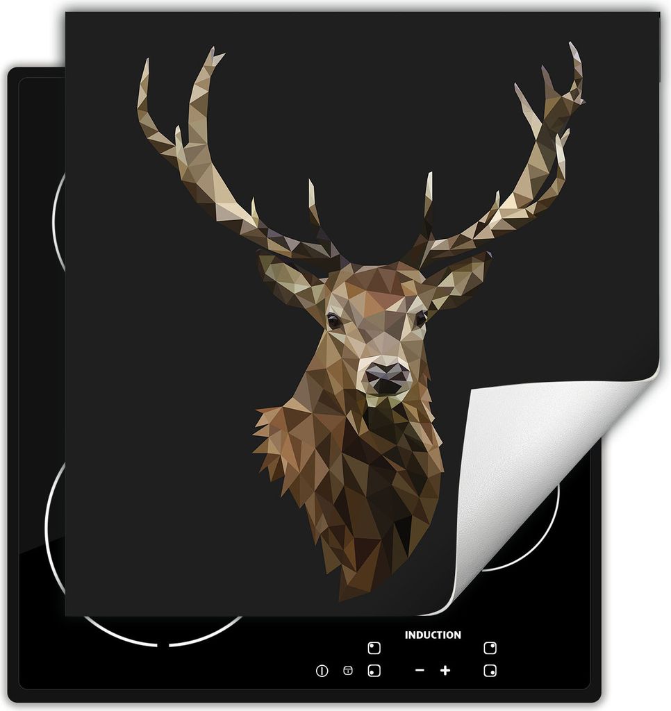 DarHaus Herdabdeckplatte 60x52 cm Anti Rutsch Matte Aufrollbar, dunkelgrau - Hirsch