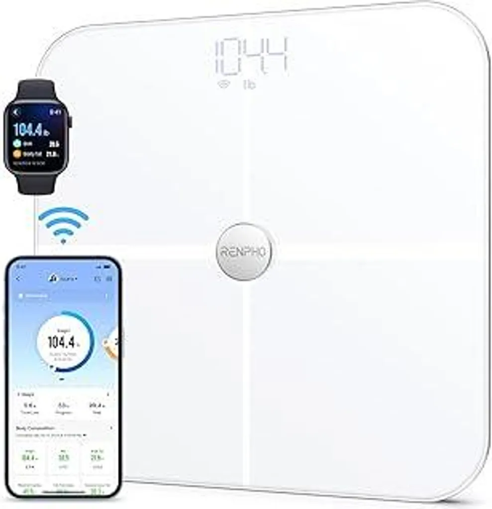 Bilancia corporea RENPHO Bilancia fitness con Wi-Fi per il monitoraggio del grasso corporeo e della massa muscolare, bilancia pesapersone con analisi del grasso corporeo e monitoraggio di 13 parametri corporei per la tua salute