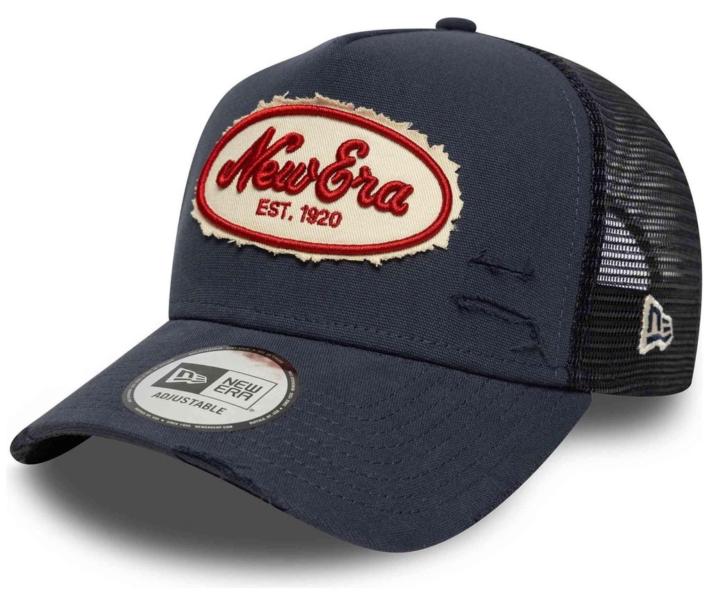 New Era 9FORTY A-Frame Trucker Cap Canvas Distressed navy