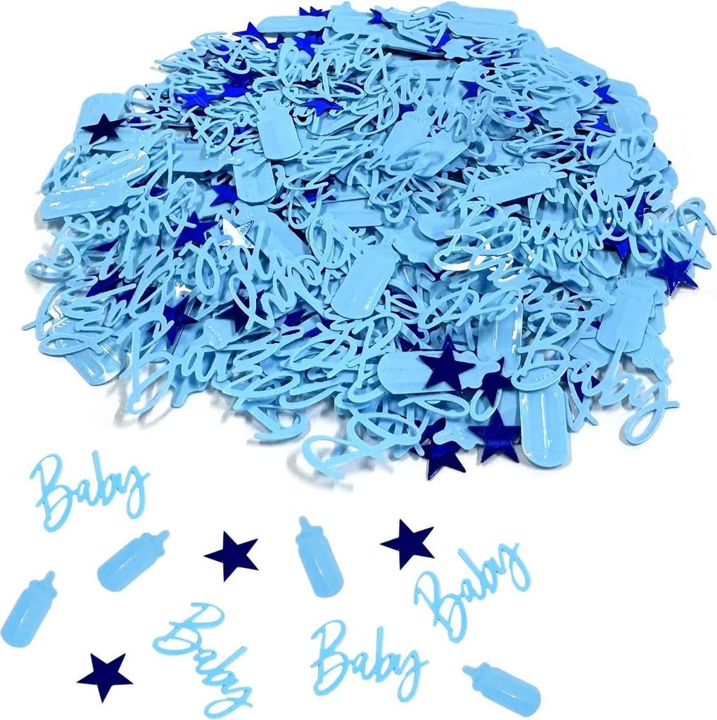 Babyflaschen-Konfetti, Baby mit Sternen, blaues Babyparty-Konfetti – „It’s a Boy“, Tischdekoration für die Twinkle Gender Reveal Party, Pa...